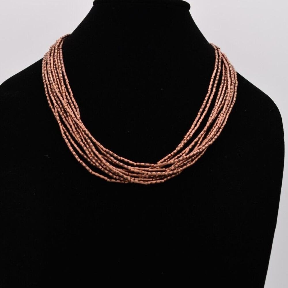 West & Co Layered Necklace Copper Bronze Tone Multi-Layered Chunky Signed Bin3C